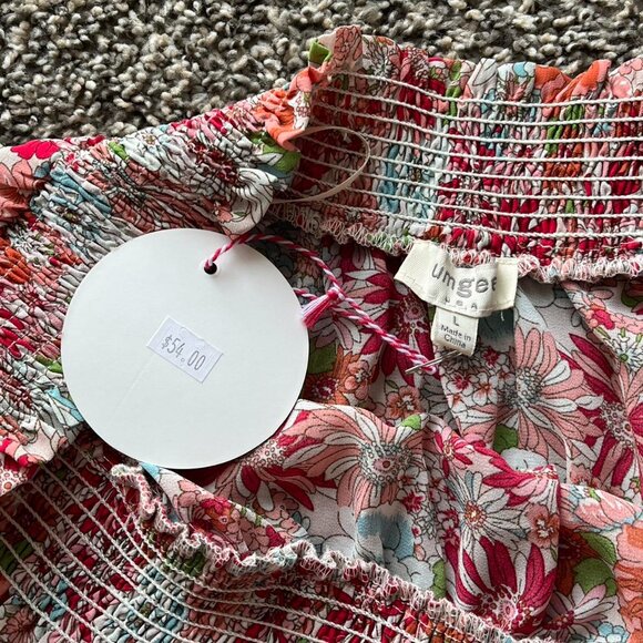 NWT Umgee Floral Off the Shoulder Blouse Women Large Balloon Sleeve Y2K Feminine - Picture 4 of 7